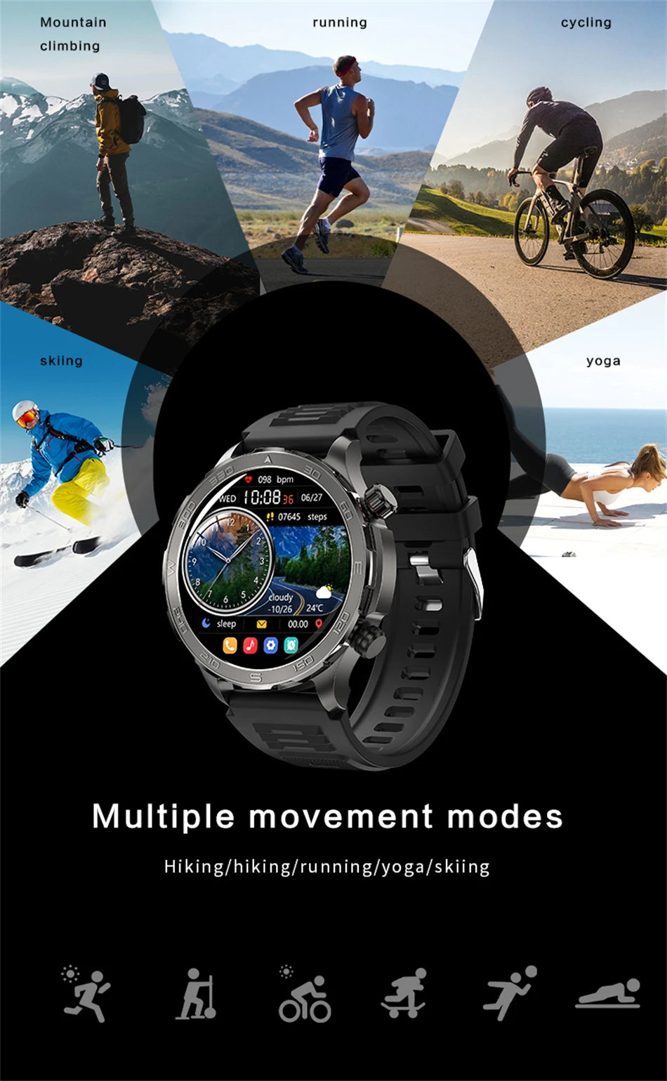 2025 Bluetooth Call Smart Watch Men AMOLED NFC GPS IP68