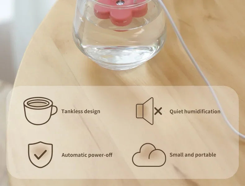 Mini Flower USB Humidifier – Portable Desktop Diffuser