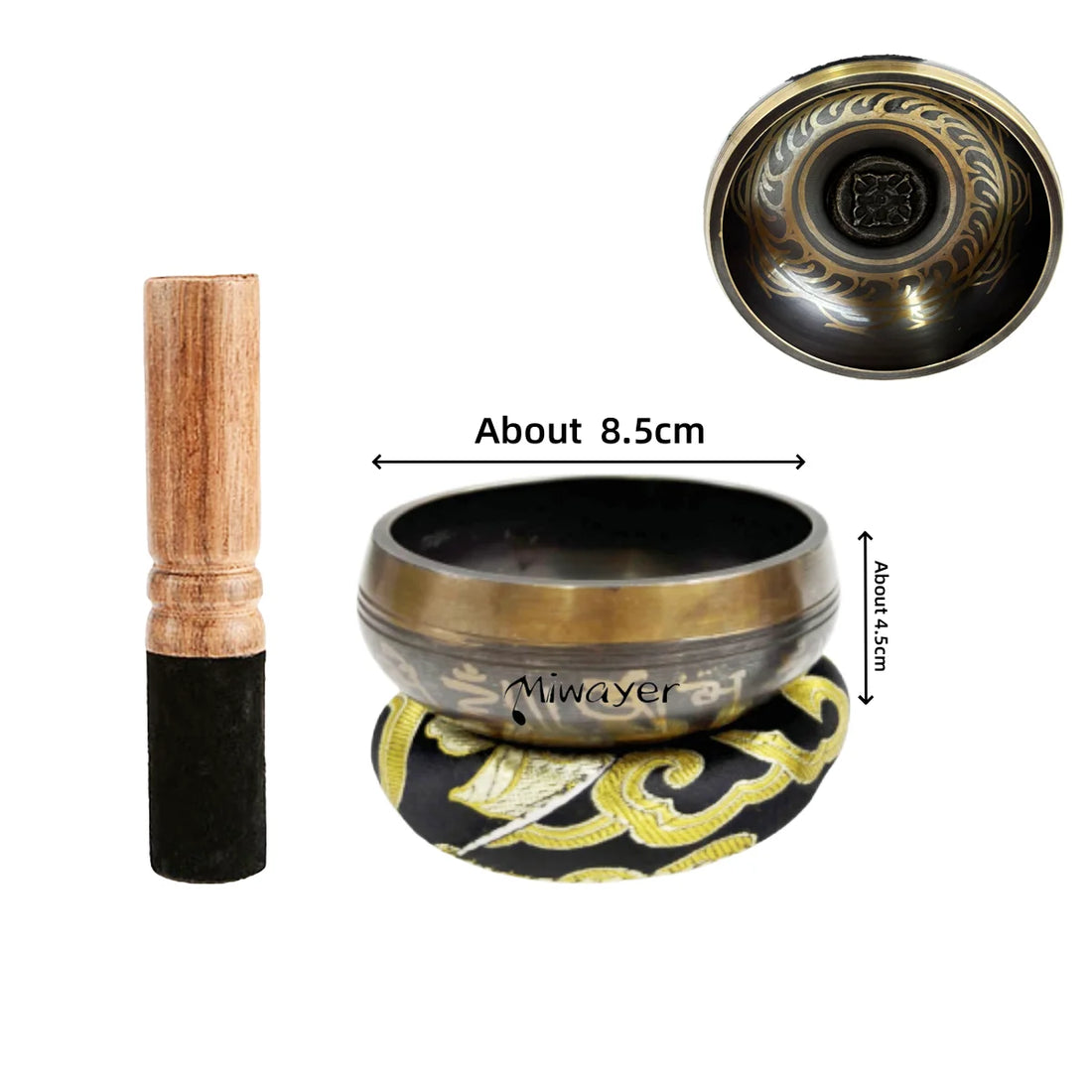 Tibetan Singing Bowl Set – 8.5–20CM Scripture Bowls for Meditation & Healing