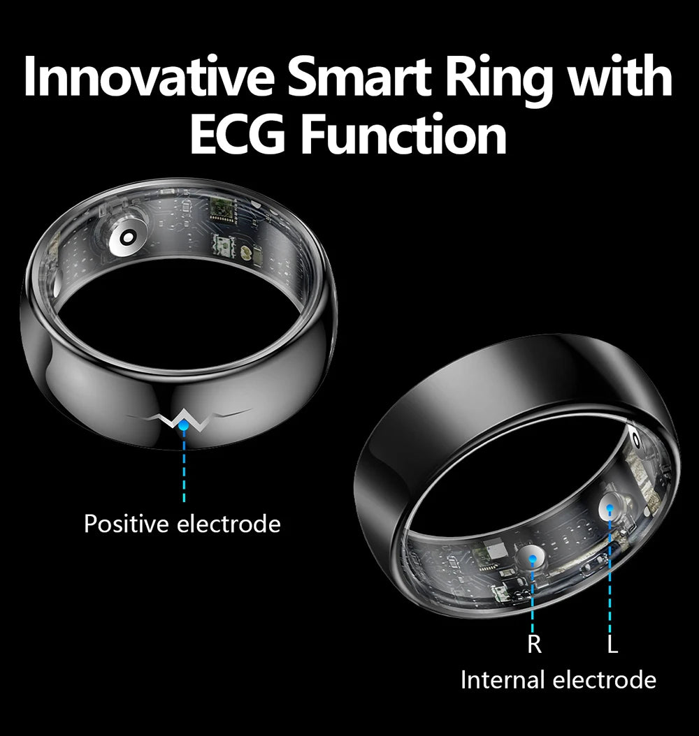 High-End Smart Ring – ECG, Blood Oxygen, Heart Rate & Blood Pressure Monitor with Sleep Tracking, 5ATM Waterproof, Multi-Sport Modes