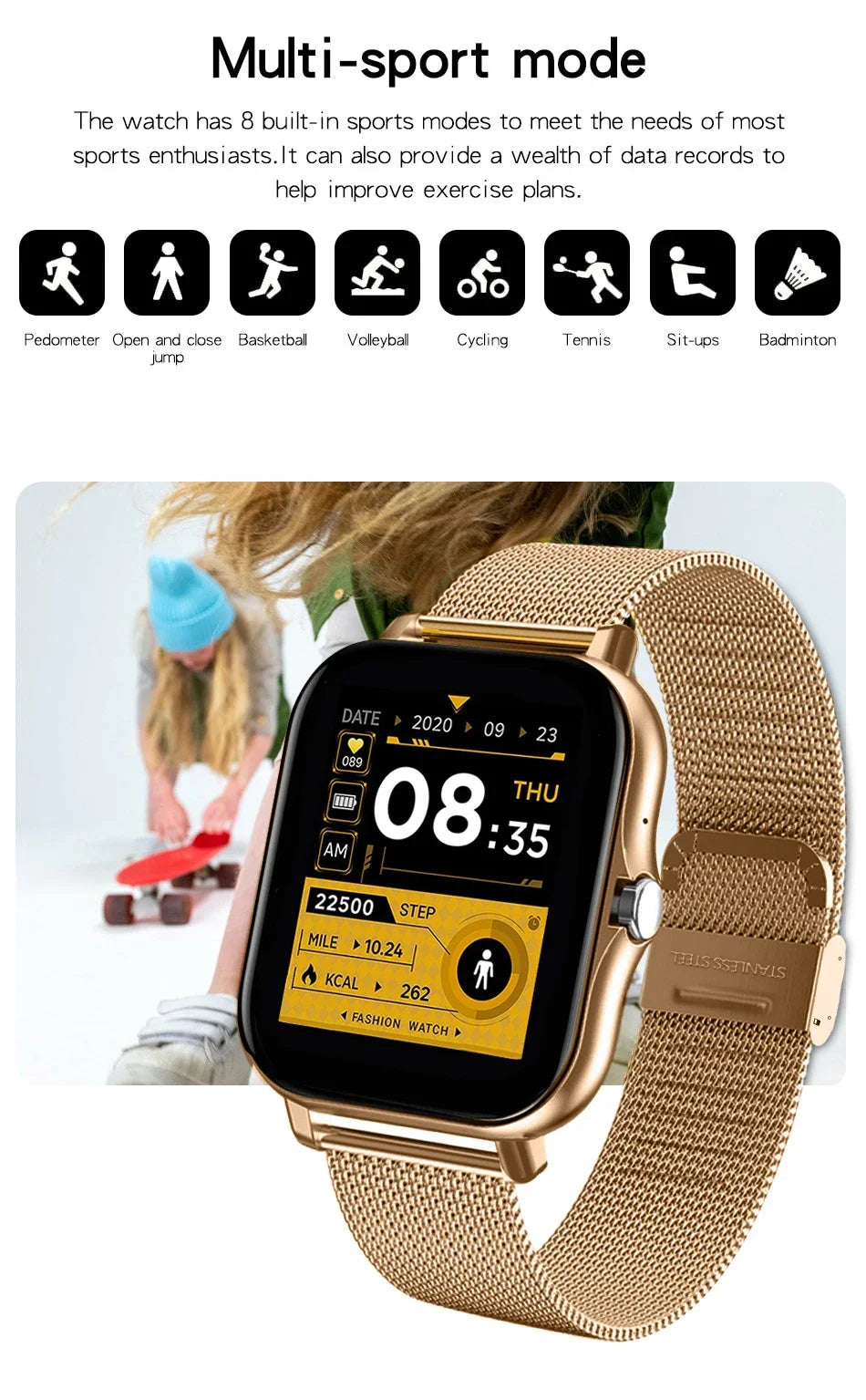 Smartwatch with Bluetooth Call, Health Monitoring, 1.44" Color Screen