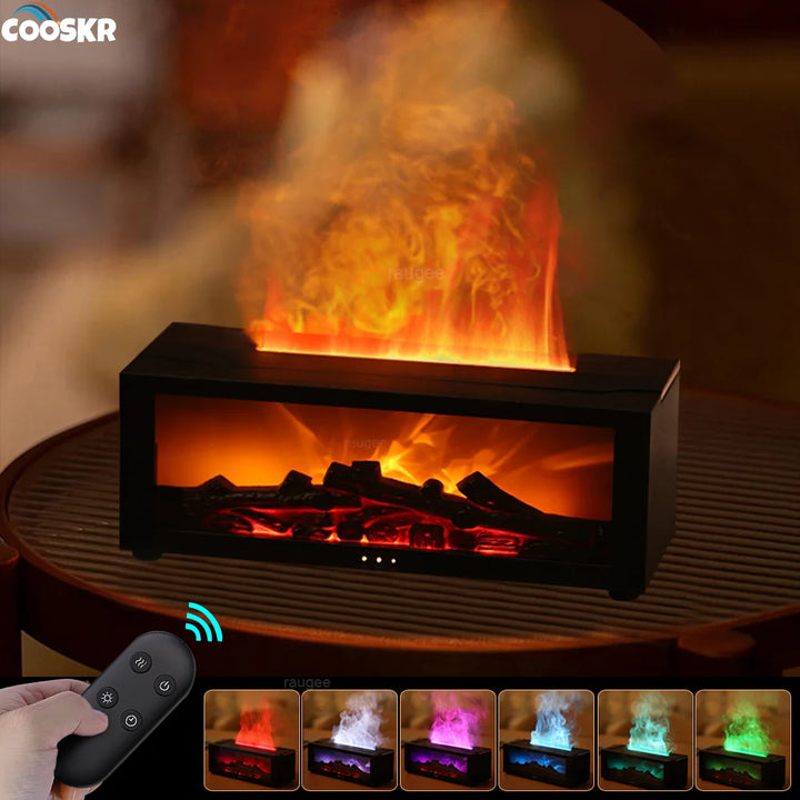 Essential Oil Air Humidifier – Flame LED Aroma Diffuser with Remote