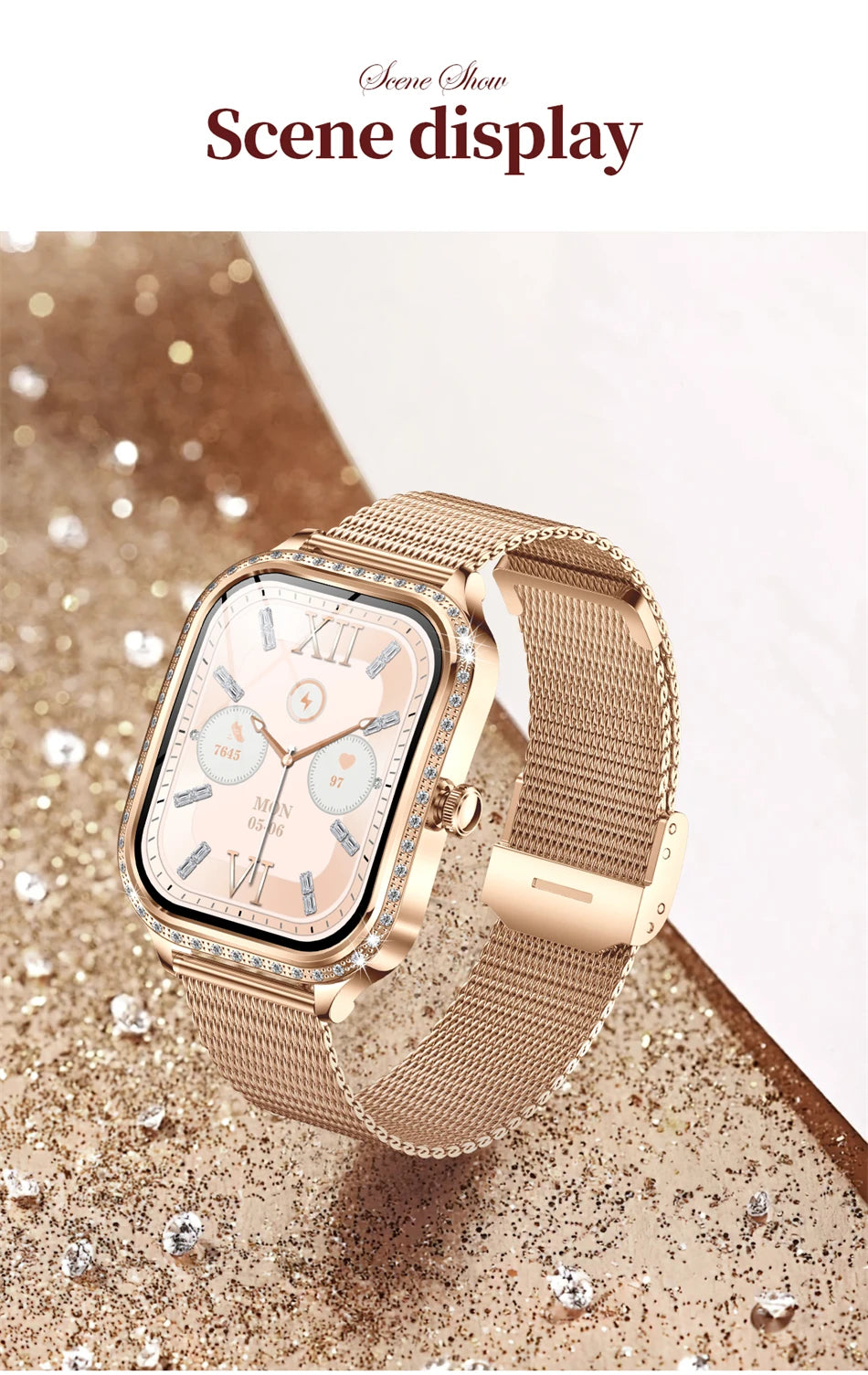 Women’s Smartwatch – Heart Rate, Blood Pressure, Music & BT Calling