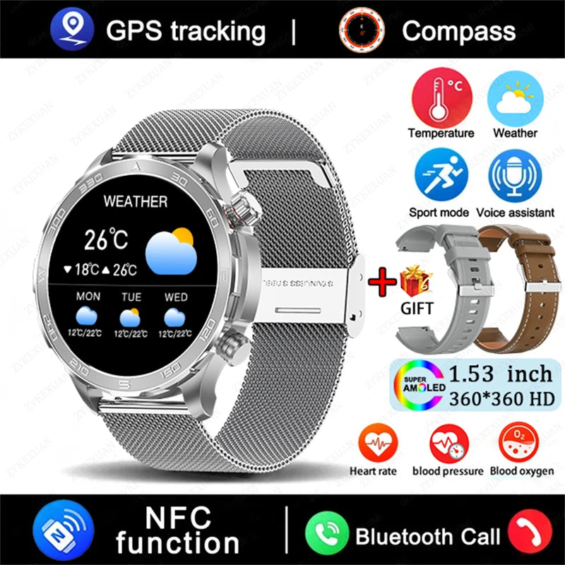 Men’s Smartwatch – AMOLED HD, Bluetooth Call, NFC & GPS