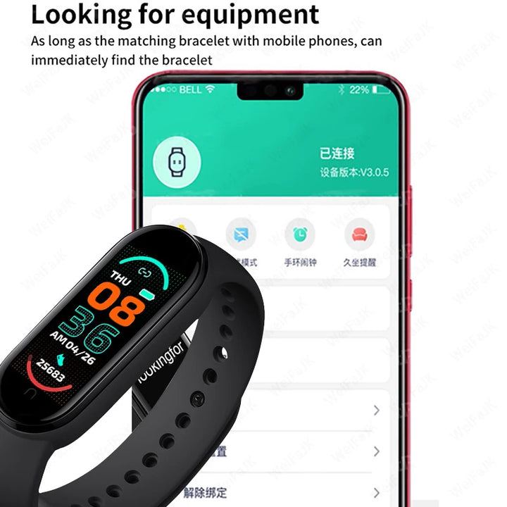M6 Smart Watch – Waterproof Fitness Tracker with Heart & BP Monitor