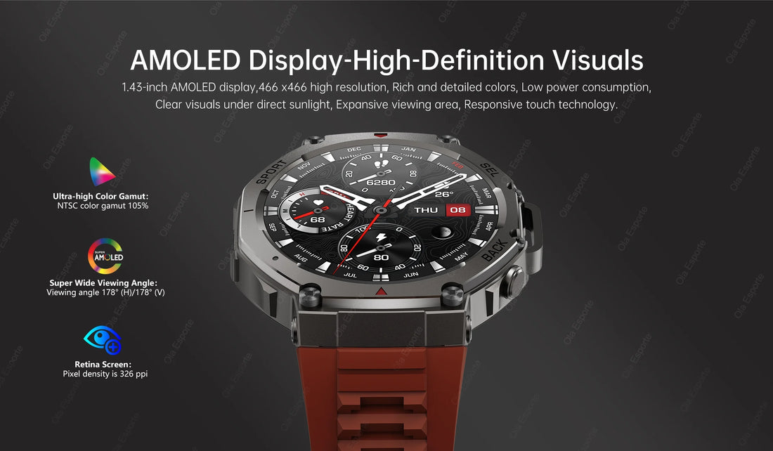 T-Rex 3 GPS Smartwatch – 10ATM Waterproof Military Sports Fitness Watch