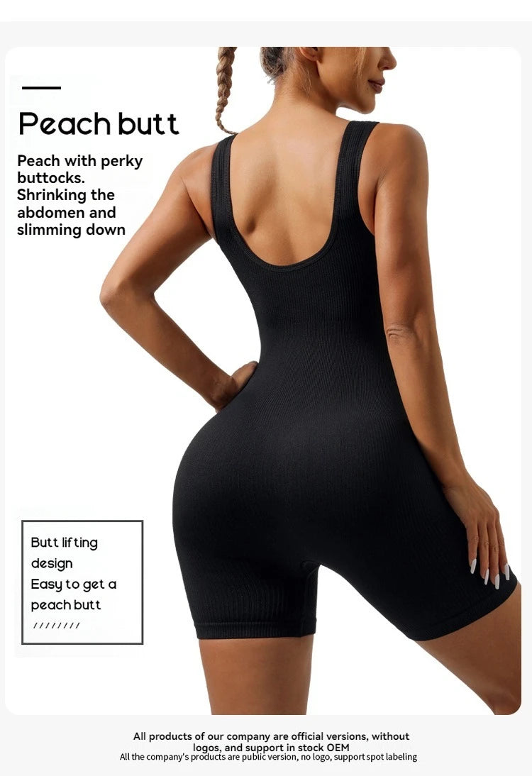 Seamless Tummy Control Bodysuit – Women’s Backless One-Piece Yoga Romper