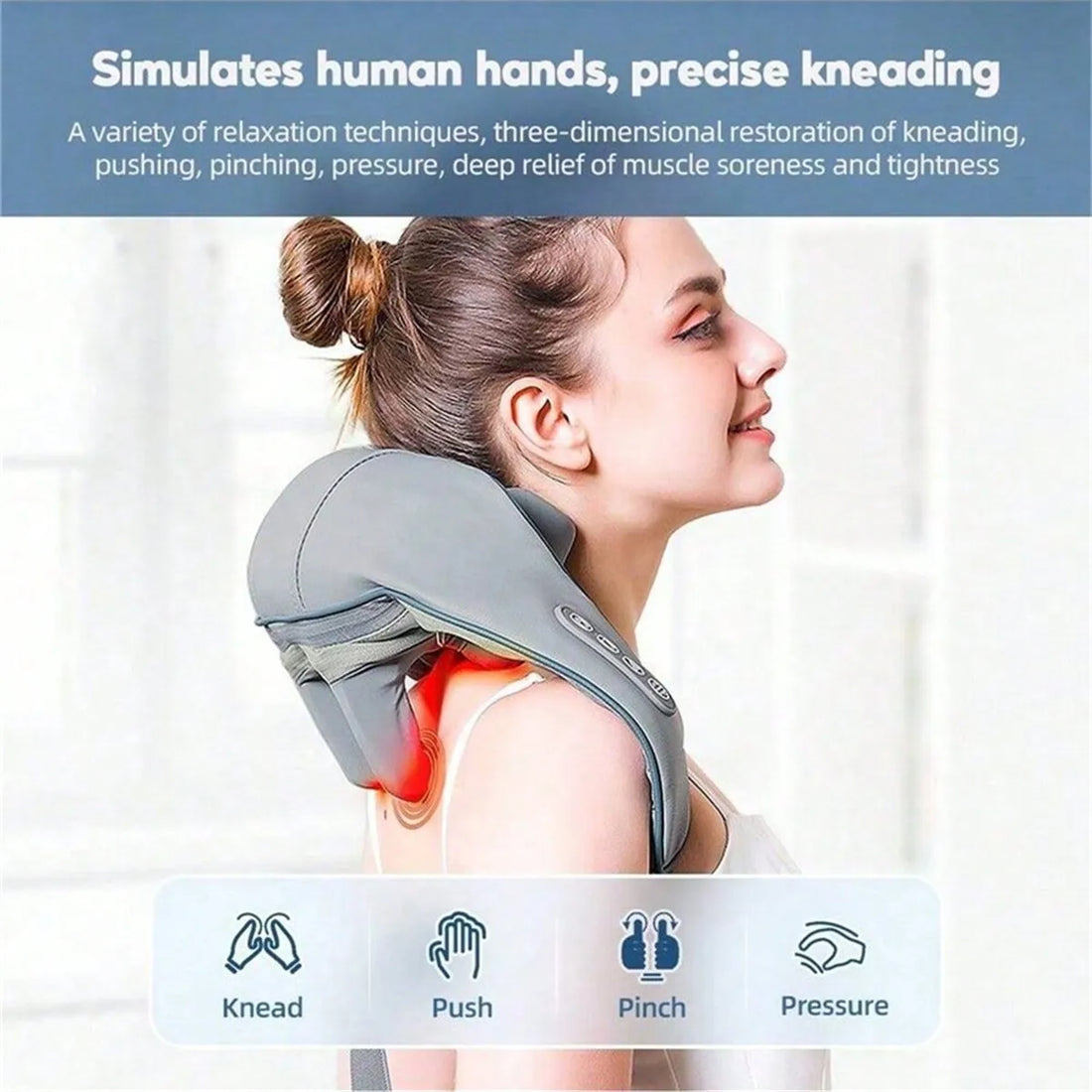 3D Kneading Electric Neck Massager – Deep Tissue Pillow for Neck, Back & Legs