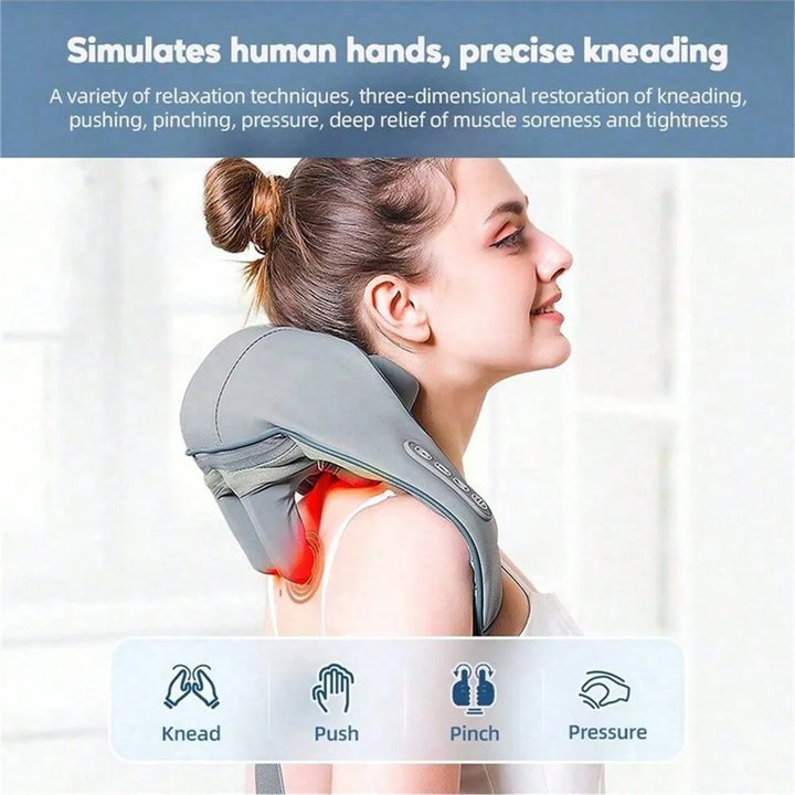 3D Kneading Electric Neck Massager – Deep Tissue Pillow for Neck, Back & Legs