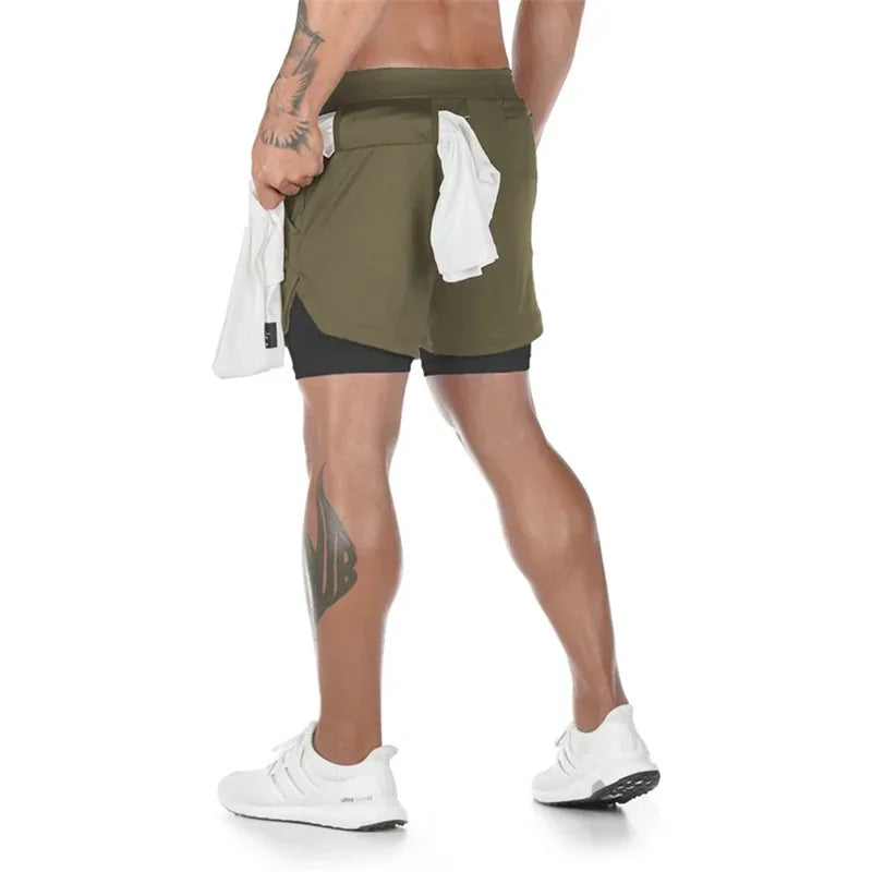 Men’s 2-in-1 Double Layer Gym Shorts – Quick-Dry Workout & Running Shorts