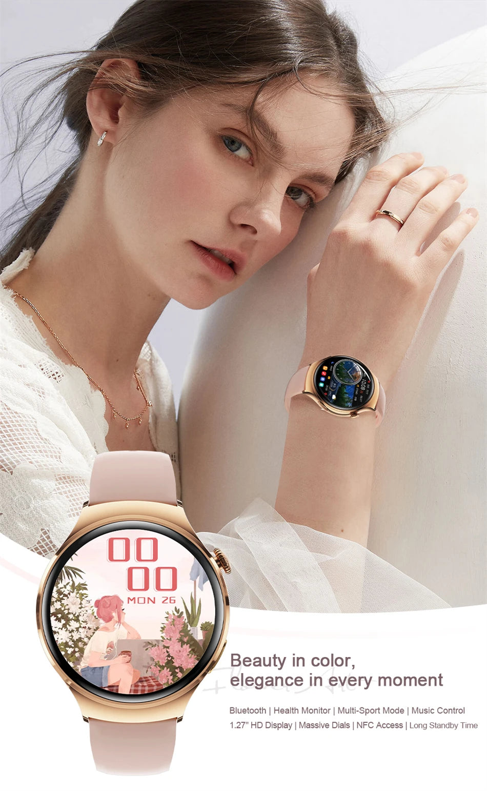 Women’s GPS Smartwatch with NFC, Bluetooth Call & Health Tracking