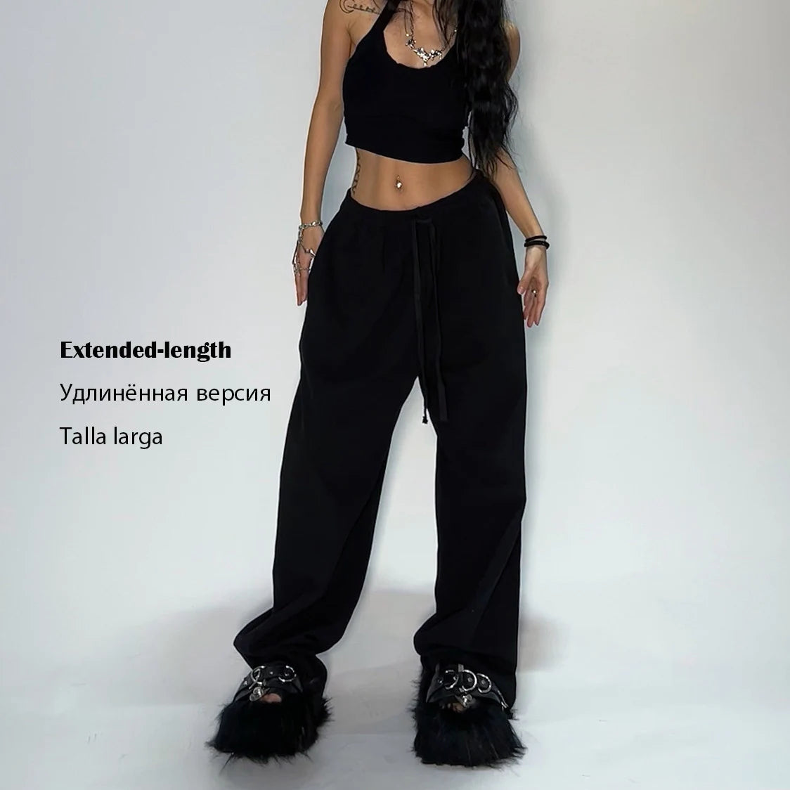 Women’s Casual Grey Sweatpants – Loose Fit Parachute Pants with Stretchy Waist for Everyday Comfort