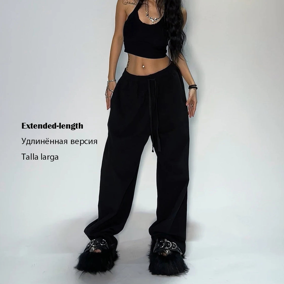 Women’s Casual Grey Sweatpants – Loose Fit Parachute Pants with Stretchy Waist for Everyday Comfort