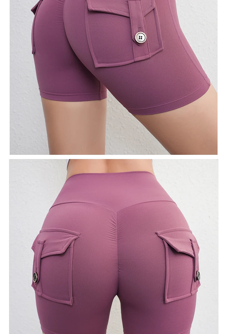 Women's Peach Lift Fitness Shorts – Pocket Yoga Three-Quarter Pants