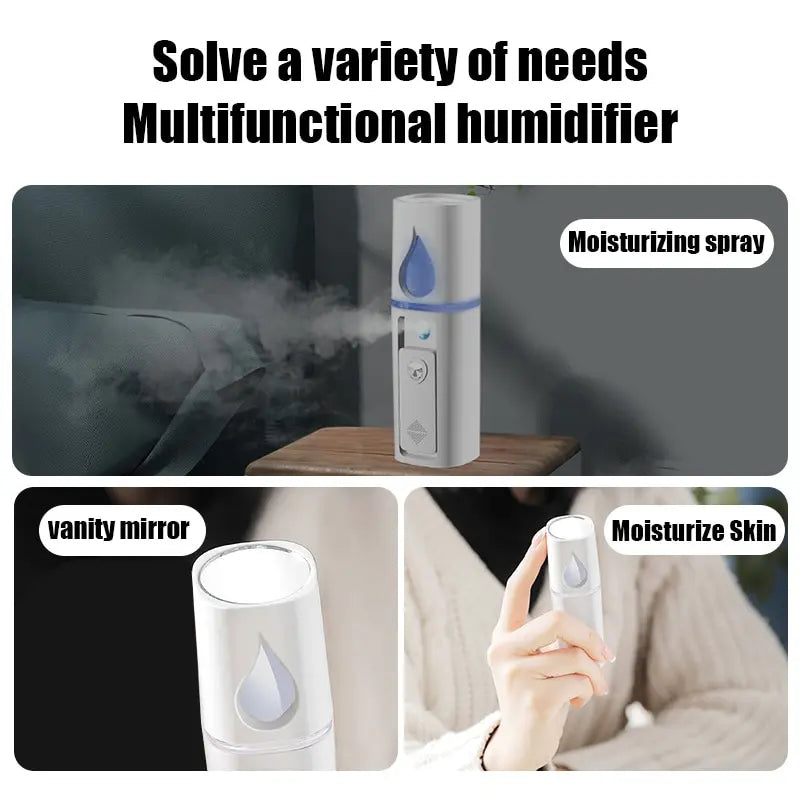Mini Nano Mist Sprayer – USB Rechargeable Facial Humidifier & Steamer