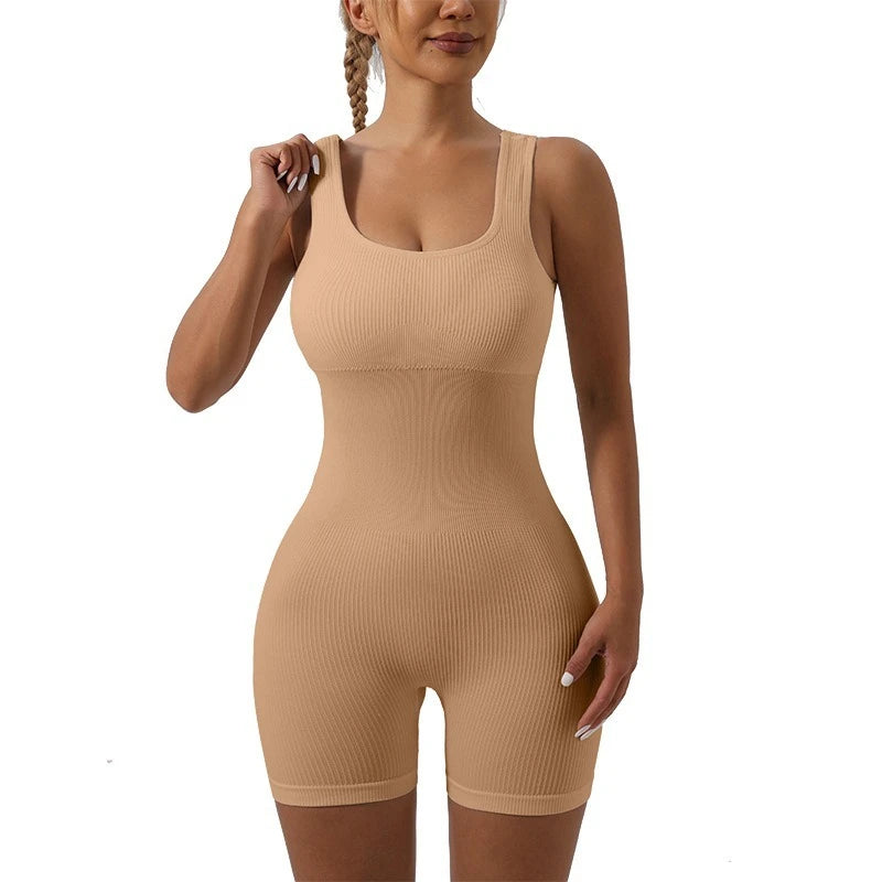 Seamless Tummy Control Bodysuit – Women’s Backless One-Piece Yoga Romper
