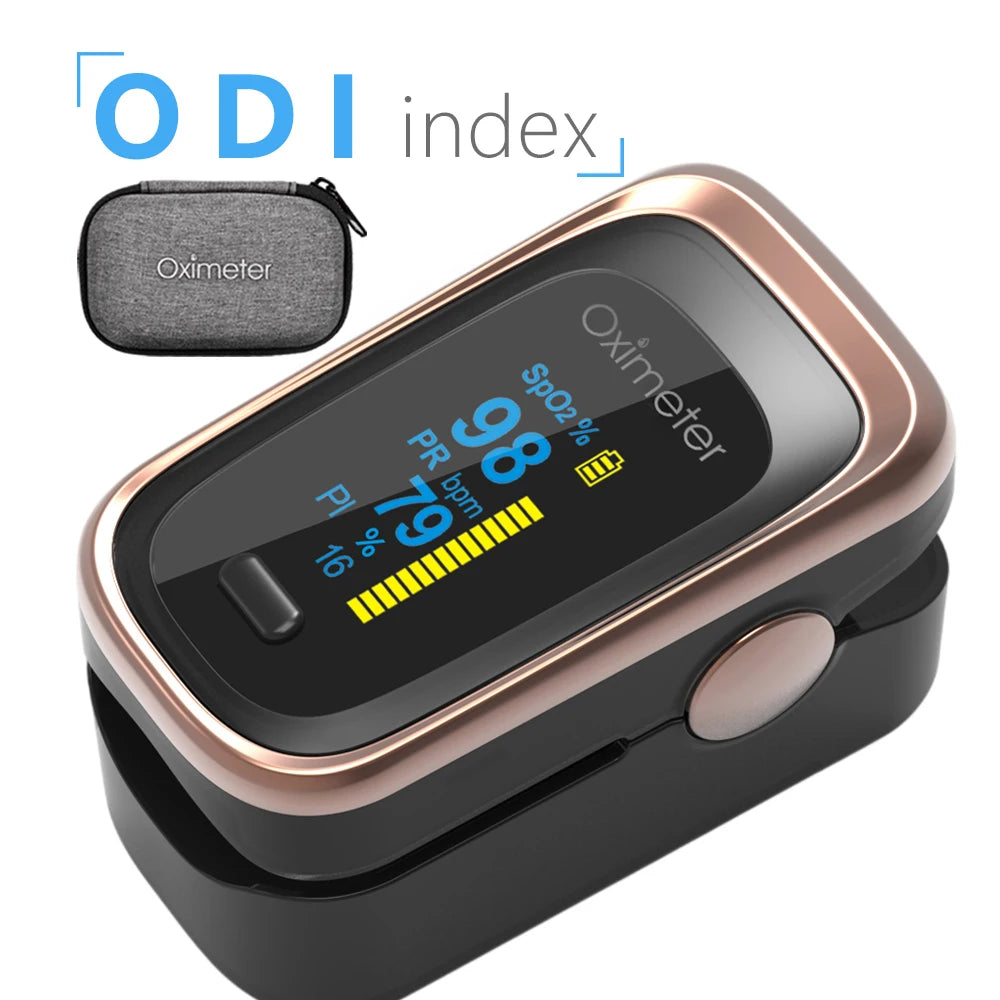 OLED Finger Pulse Oximeter – Portable SpO2 & PR Sleep Monitor with Case