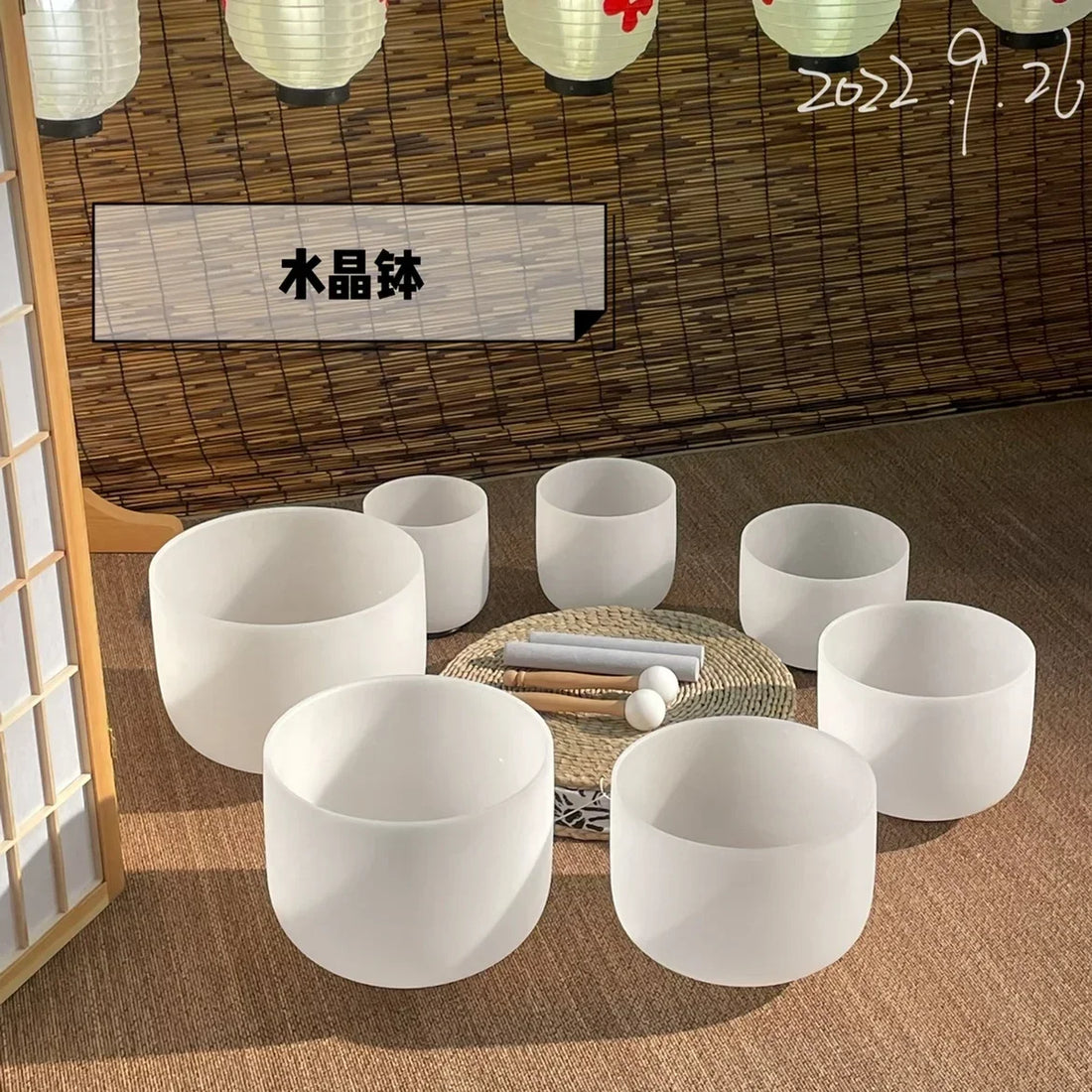 Handmade White Crystal Singing Bowl – Sound Healing & Meditation Instrument