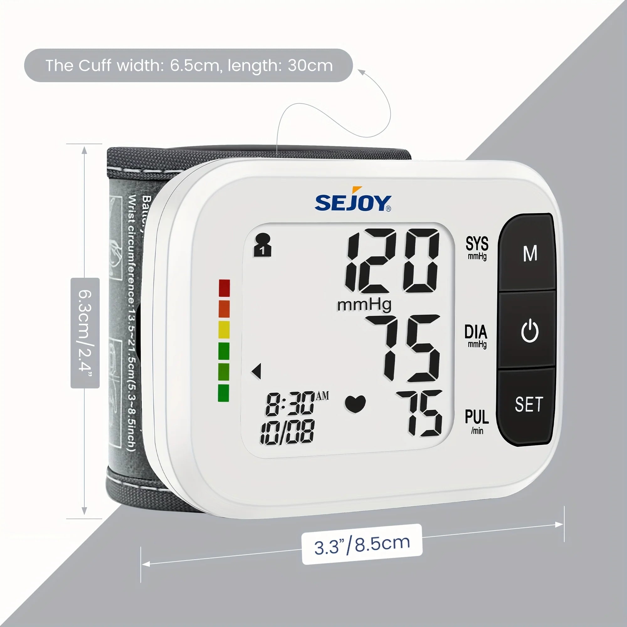 SEJOY Wrist Blood Pressure Monitor – Automatic Cuff with Heartbeat Detection
