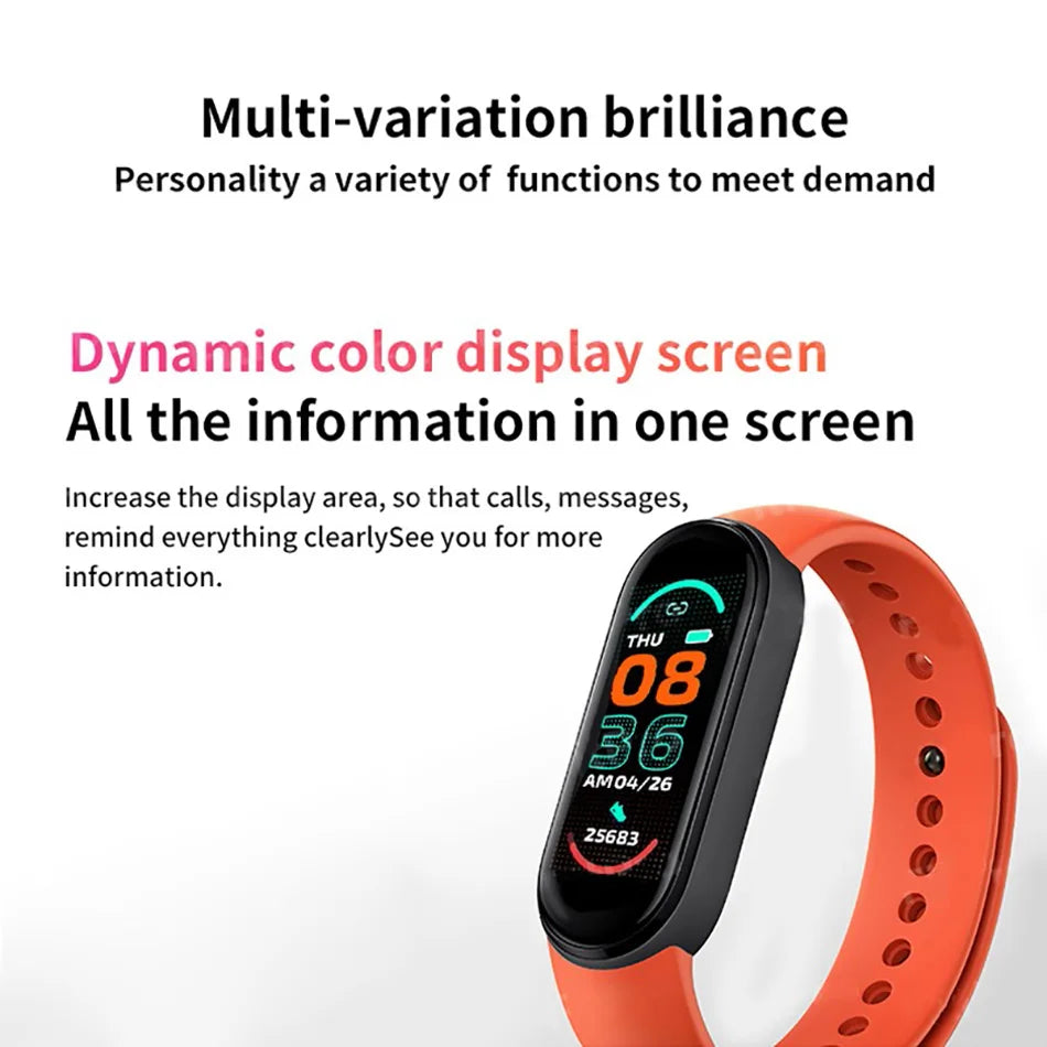 M6 Smart Watch – Waterproof Fitness Tracker with Heart & BP Monitor