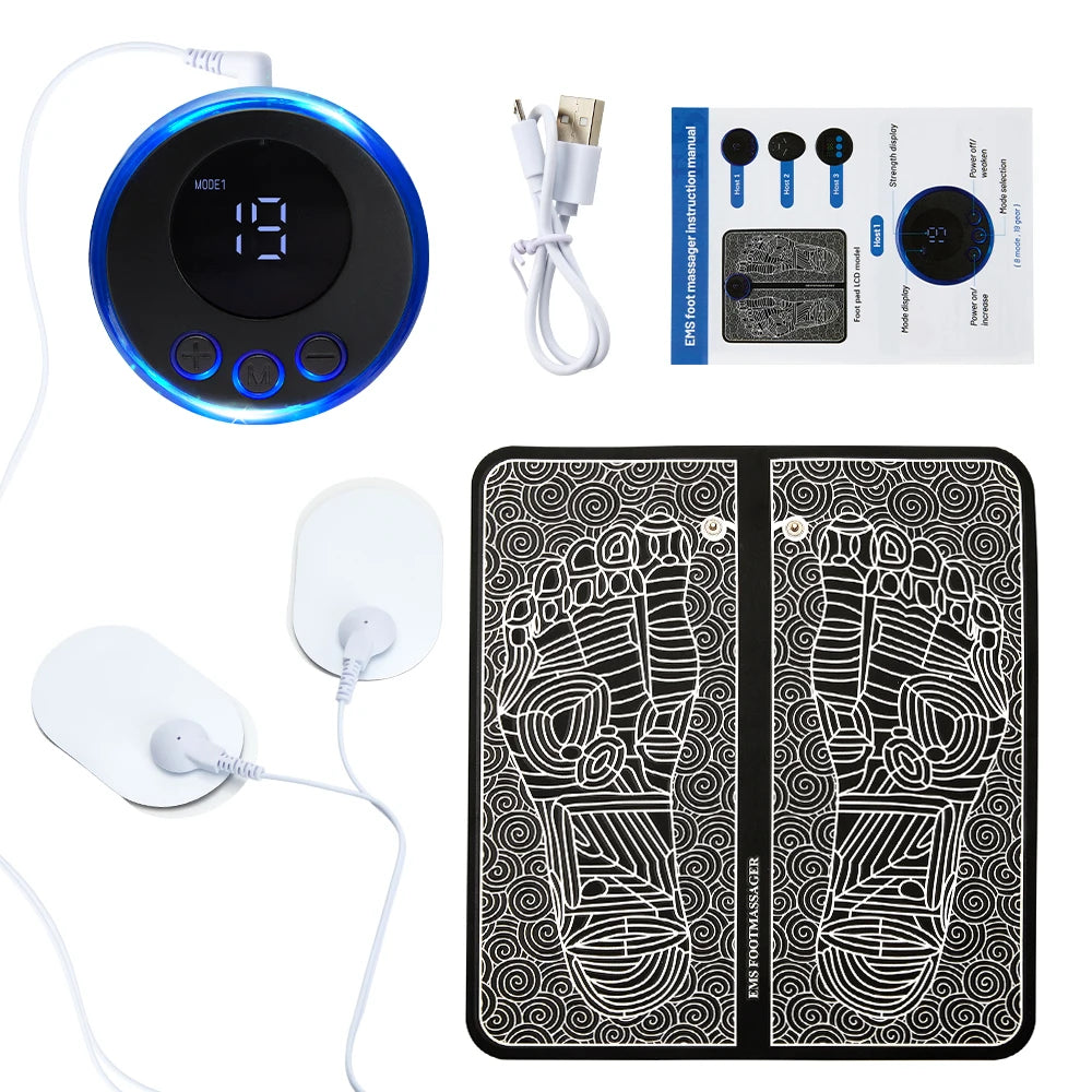 Electric EMS Foot Massager Pad – Foldable Muscle Stimulating Mat for Pain Relief & Relaxation