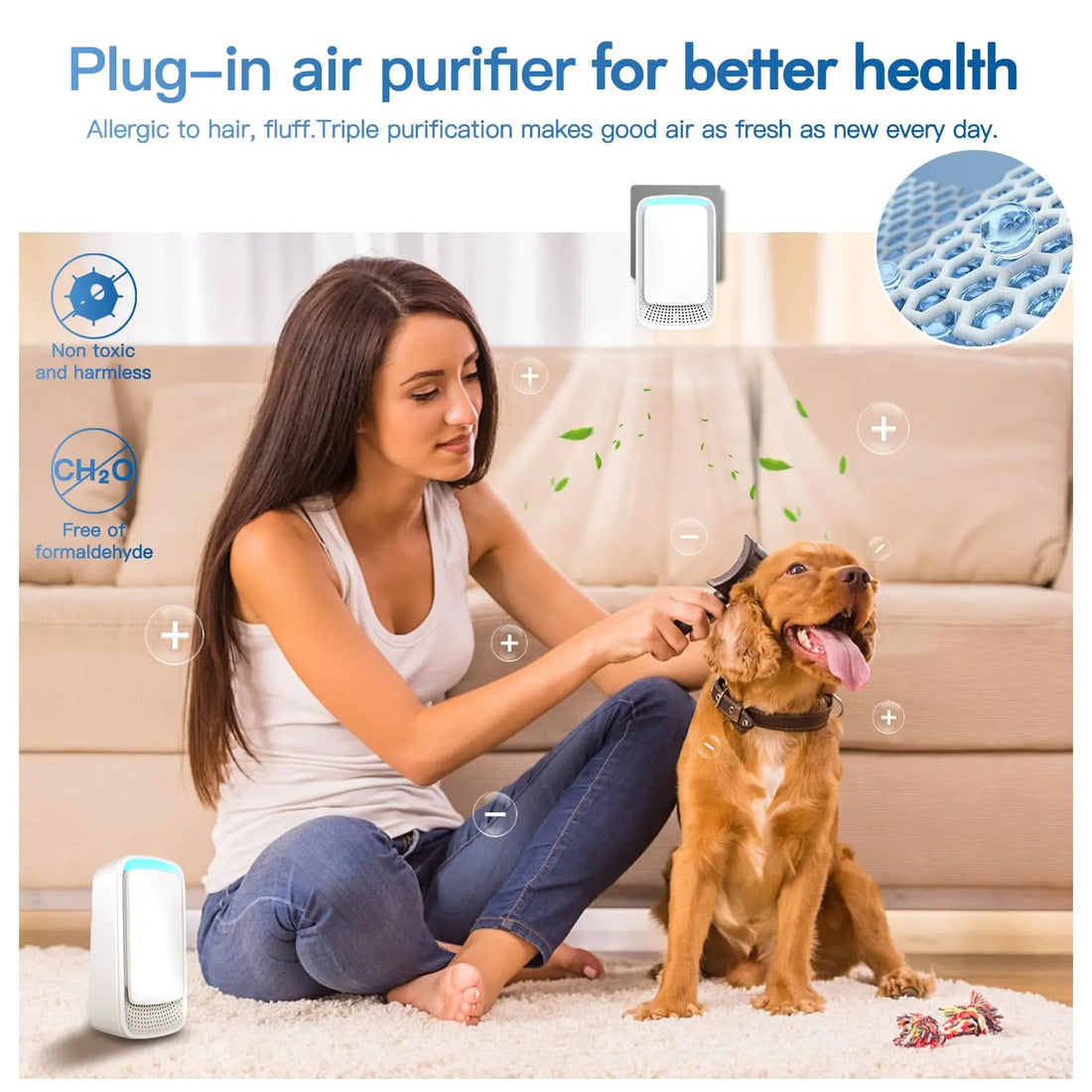 Plug-In Negative Ion Air Purifier – Quiet Mini Air Cleaner for Home