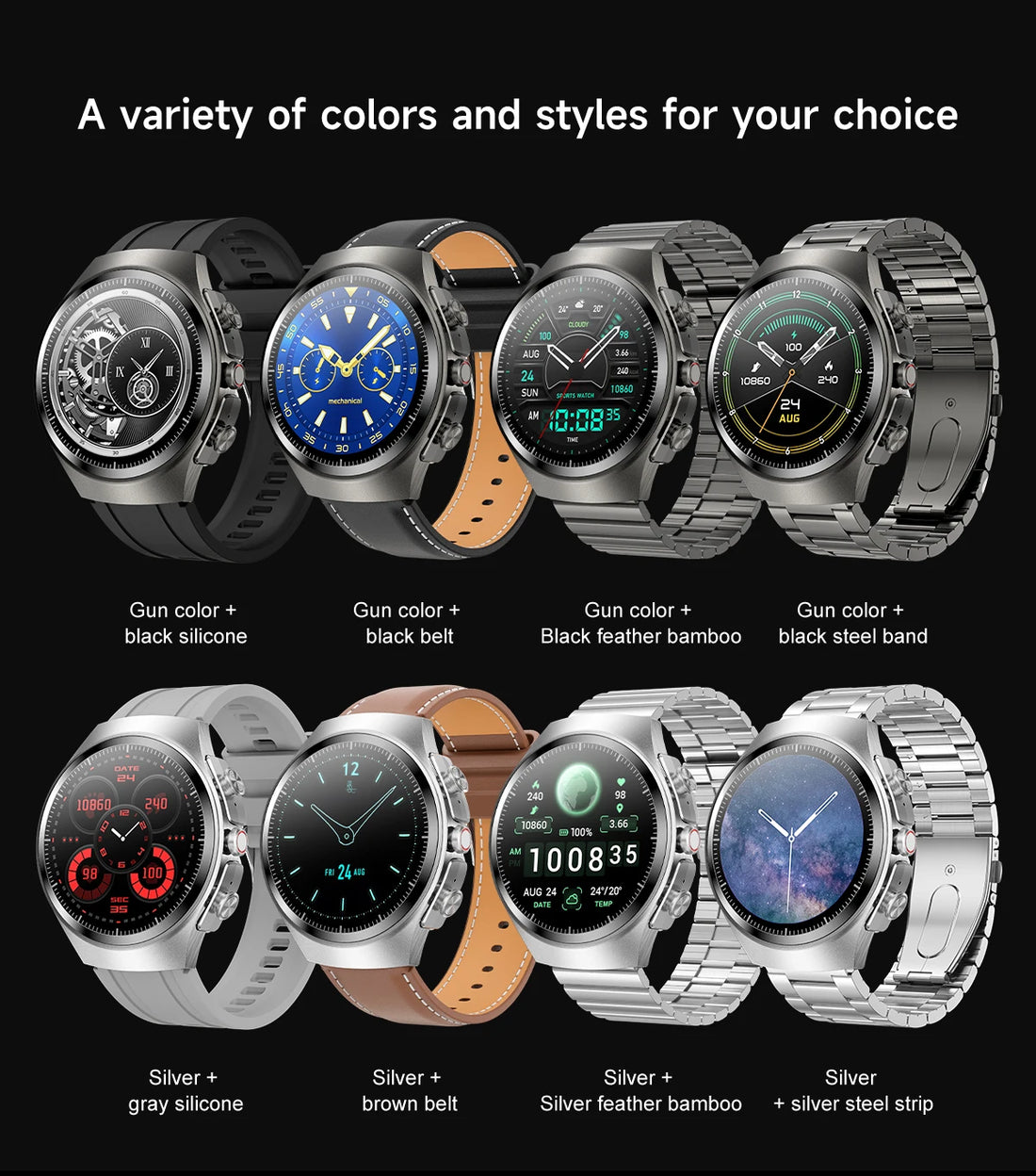 GEJIAN Smartwatch with Built-in Headphones & AMOLED Display
