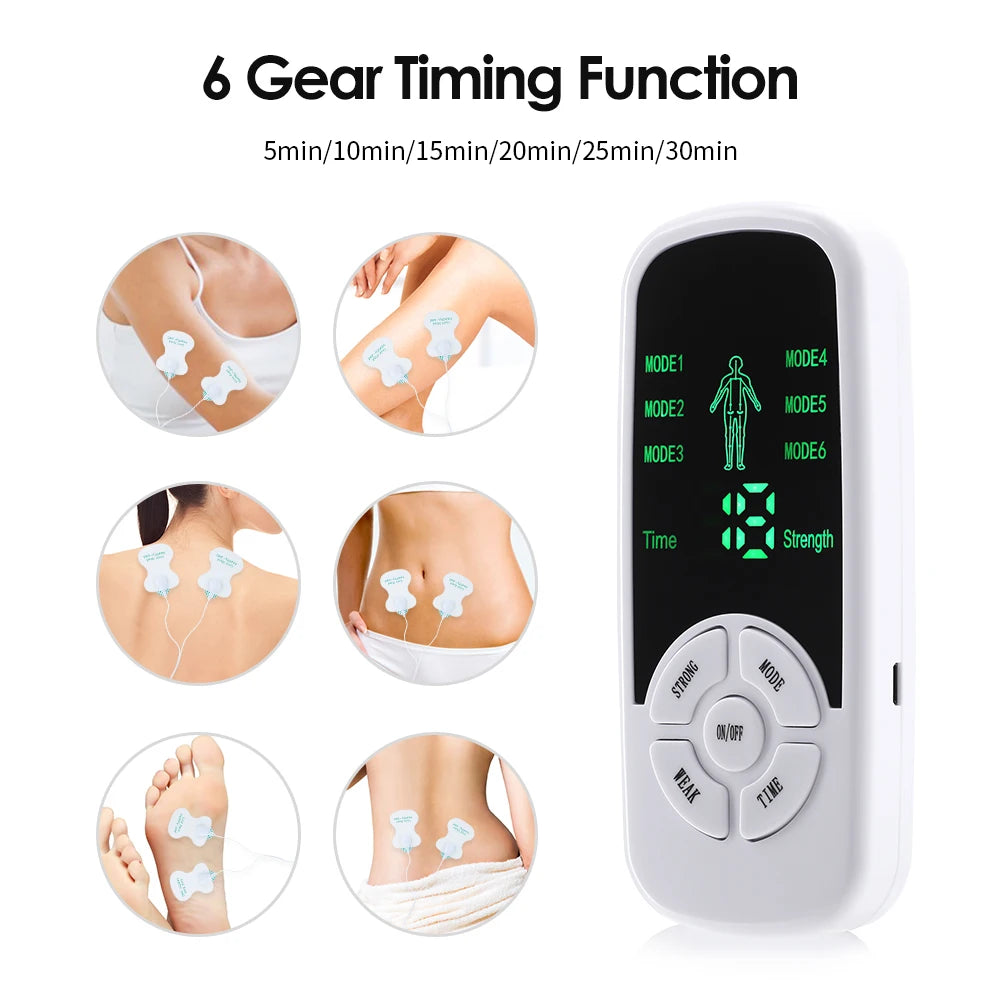EMS TENS Muscle Stimulator – Physiotherapy Pulse Massager with 6 Modes