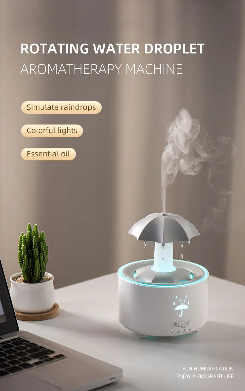 Cloud Rain Humidifier – Raindrop Aroma Diffuser with Remote & Night Light