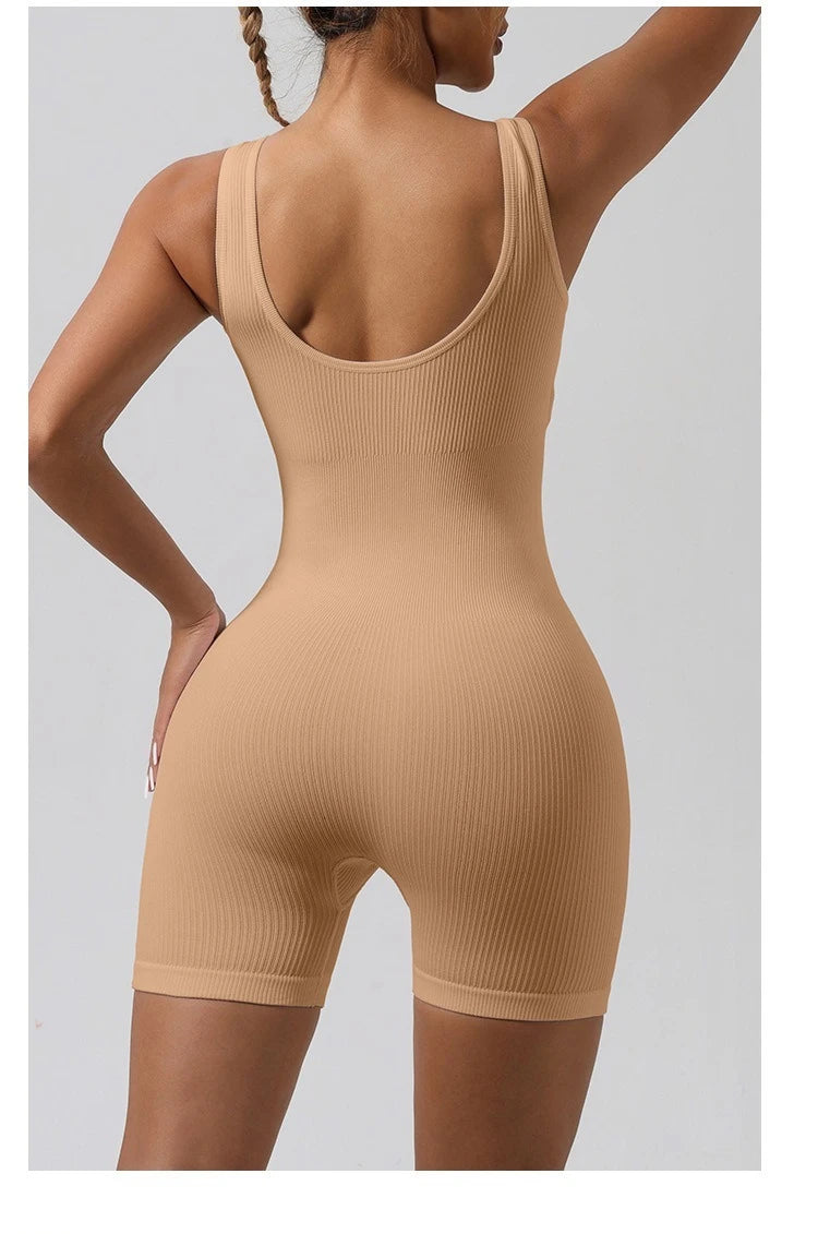 Seamless Tummy Control Bodysuit – Women’s Backless One-Piece Yoga Romper