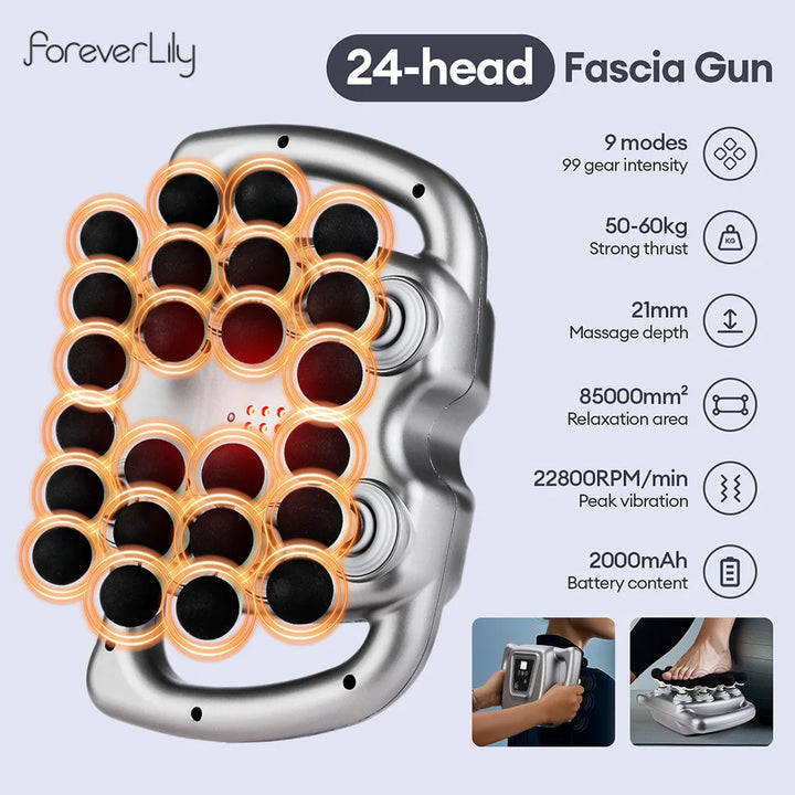 24-Head High-Frequency Massage Gun with 99 Speed Levels