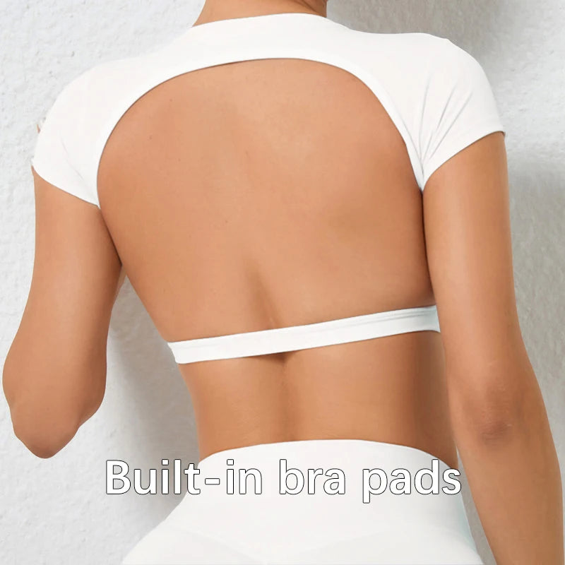 Hearuisavy Women’s Backless Workout Crop Top – Breathable Sports Shirt