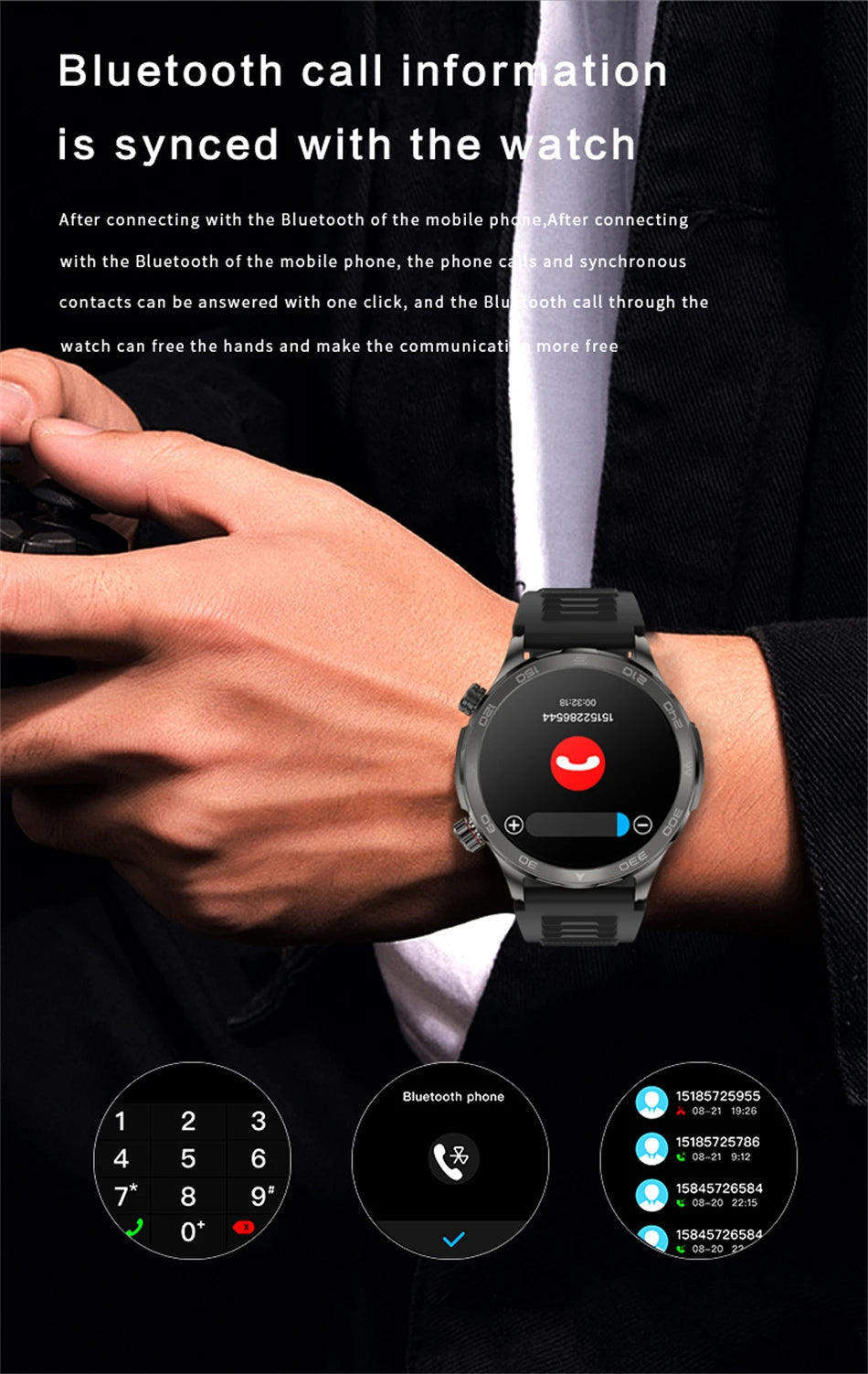 Men’s Smartwatch – AMOLED HD, Bluetooth Call, NFC & GPS