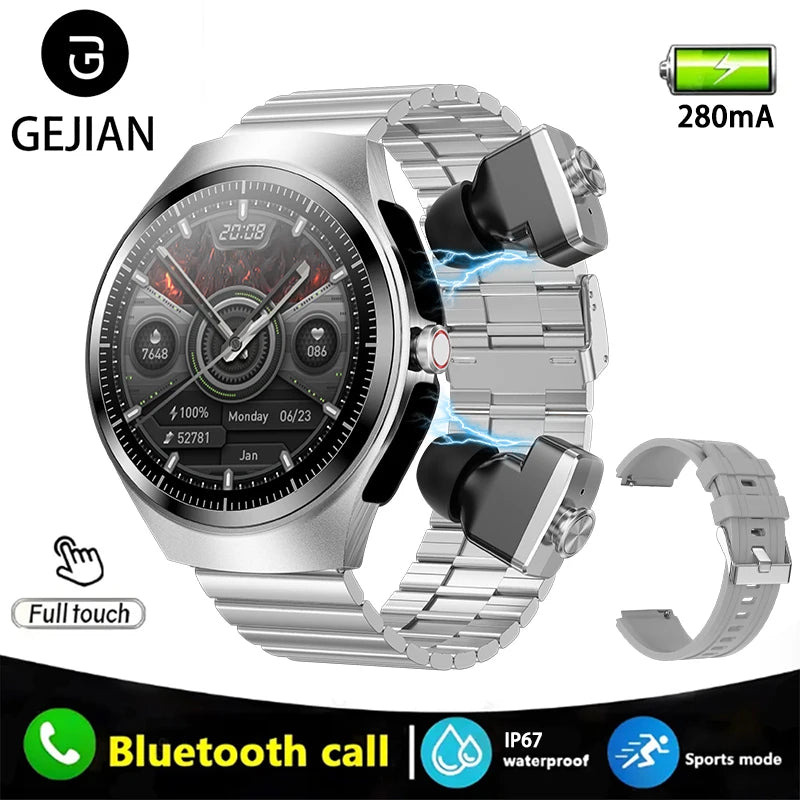 GEJIAN Smartwatch with Built-in Headphones & AMOLED Display