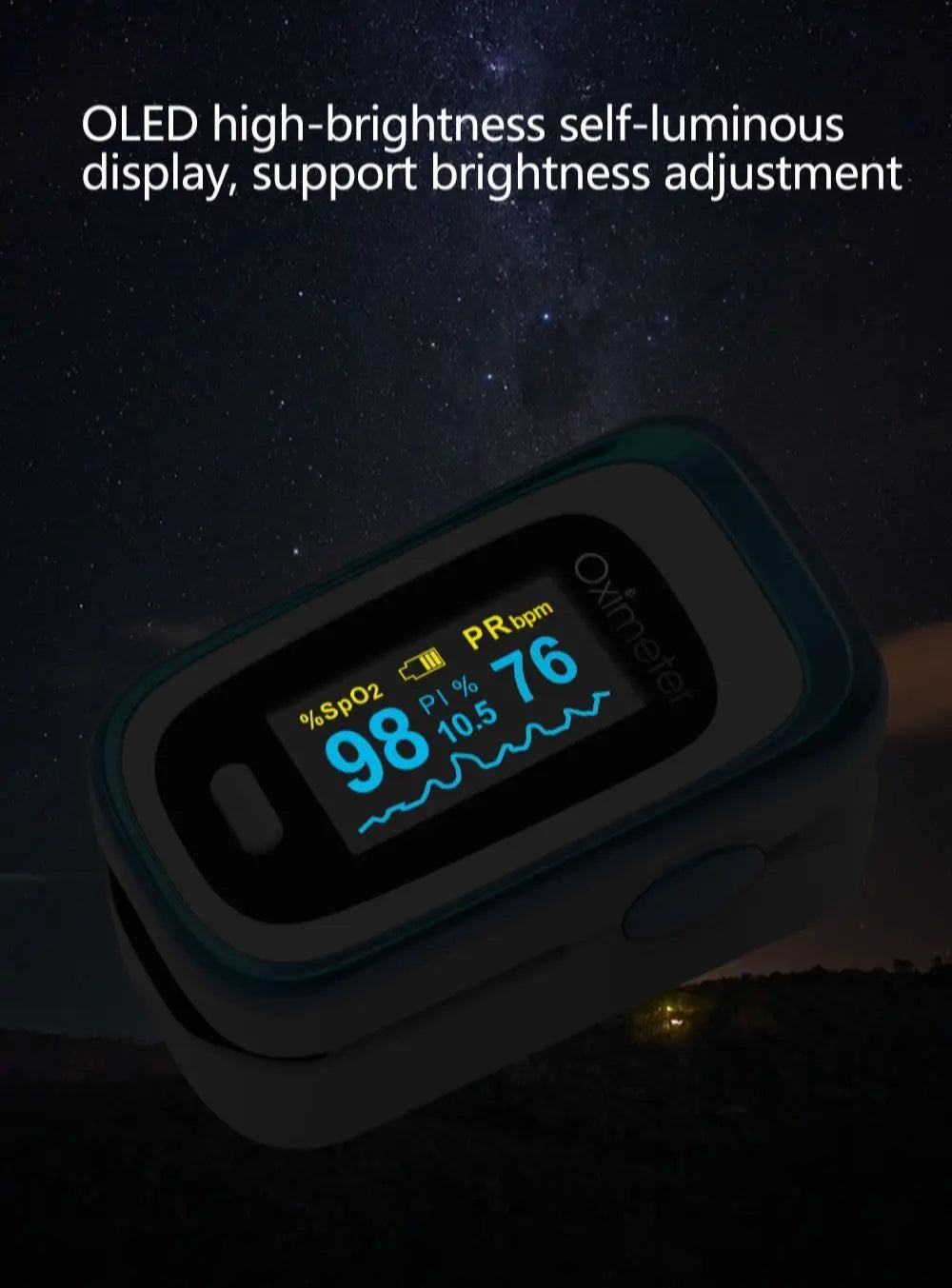 OLED Finger Pulse Oximeter – Portable SpO2 & PR Sleep Monitor with Case