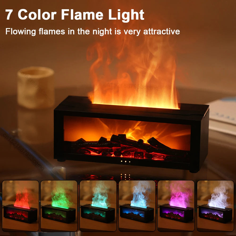 Essential Oil Air Humidifier – Flame LED Aroma Diffuser with Remote