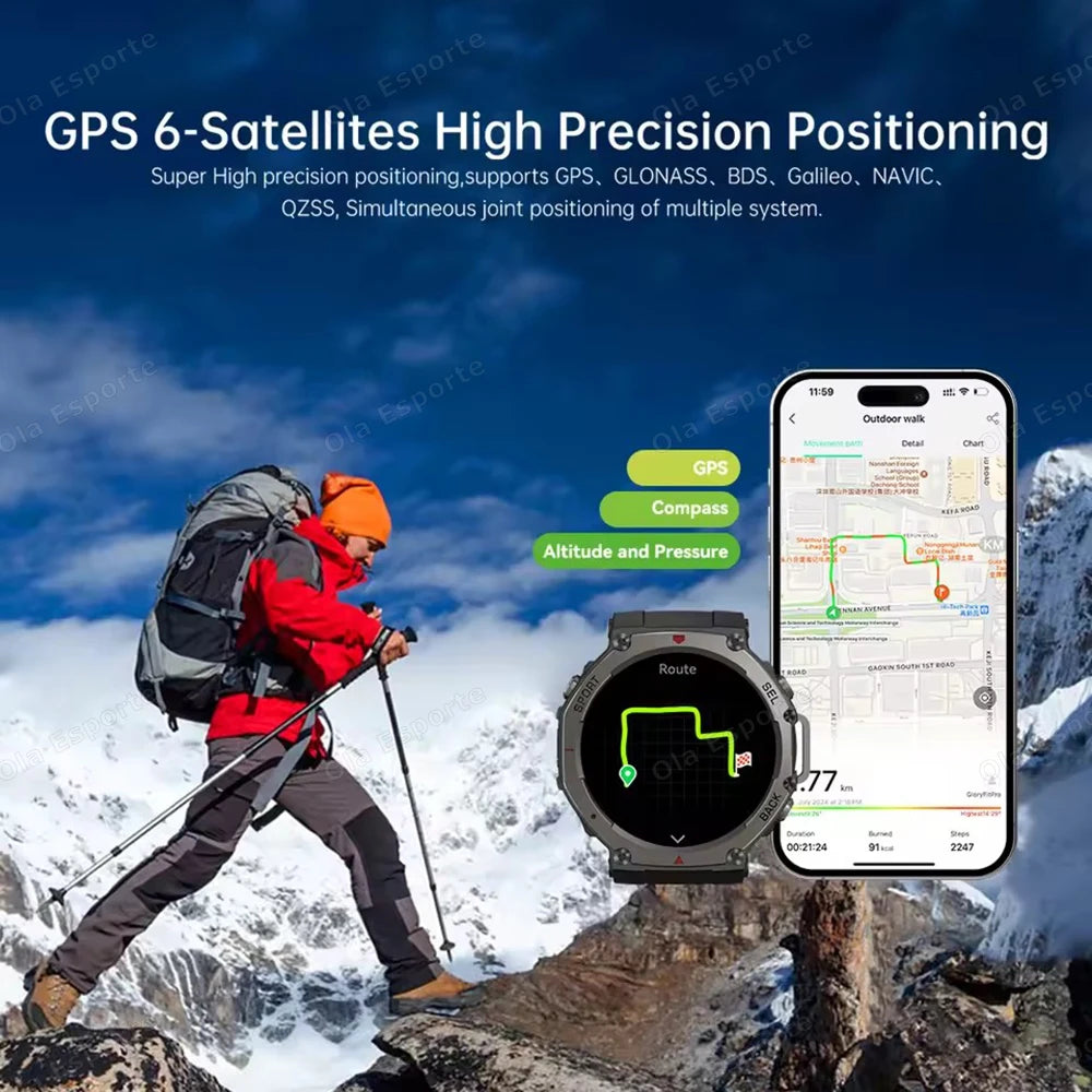 T-Rex 3 GPS Smartwatch – 10ATM Waterproof Military Sports Fitness Watch