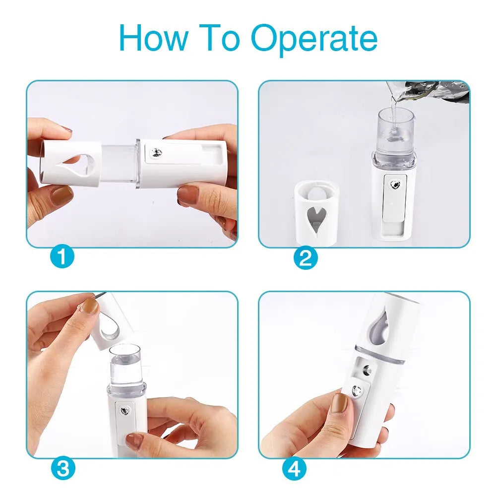 Mini Nano Mist Sprayer – USB Rechargeable Facial Humidifier & Steamer