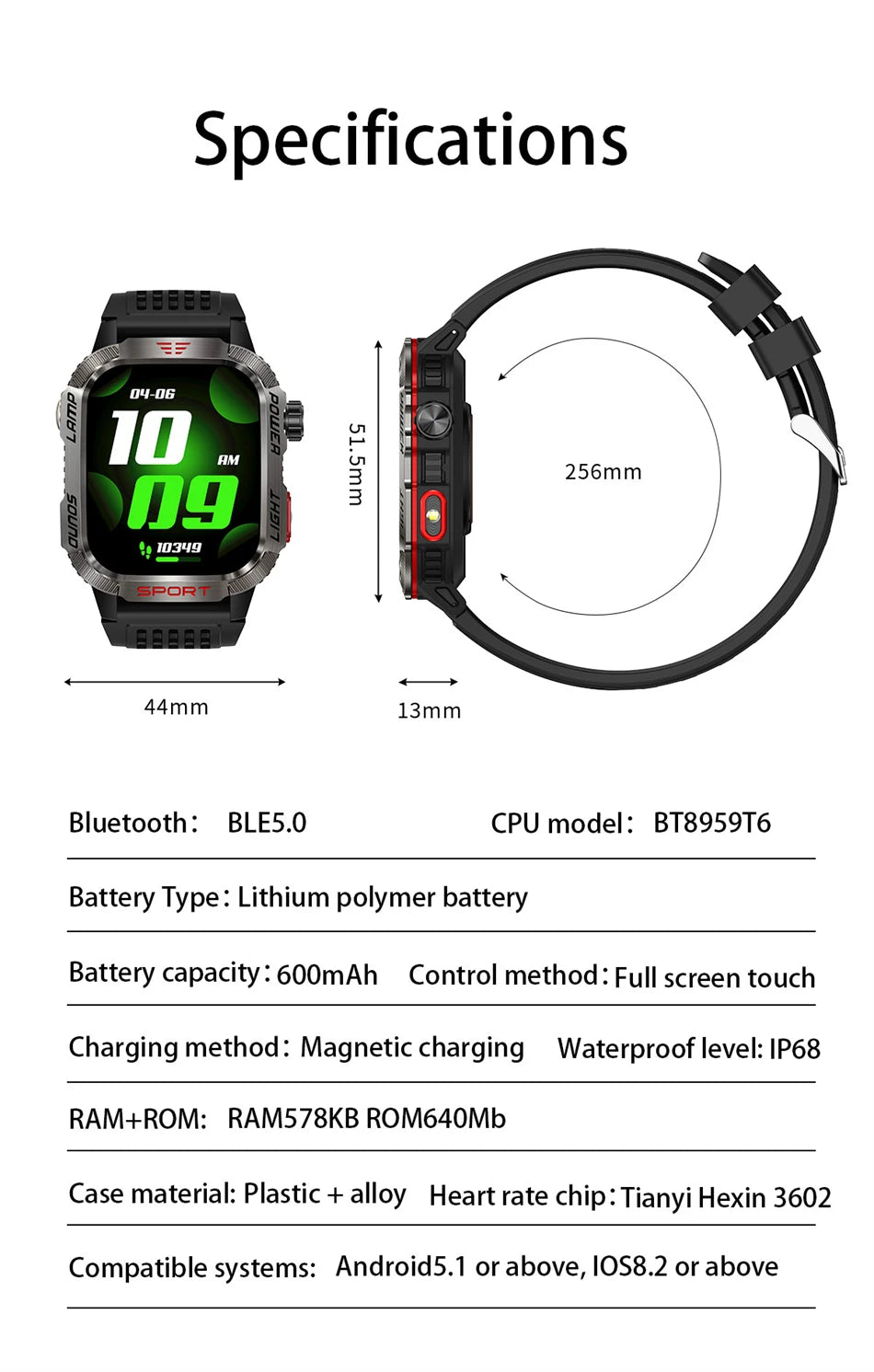 Men’s Military GPS Smartwatch – Outdoor Sport Tracker with Compass & Flashlight