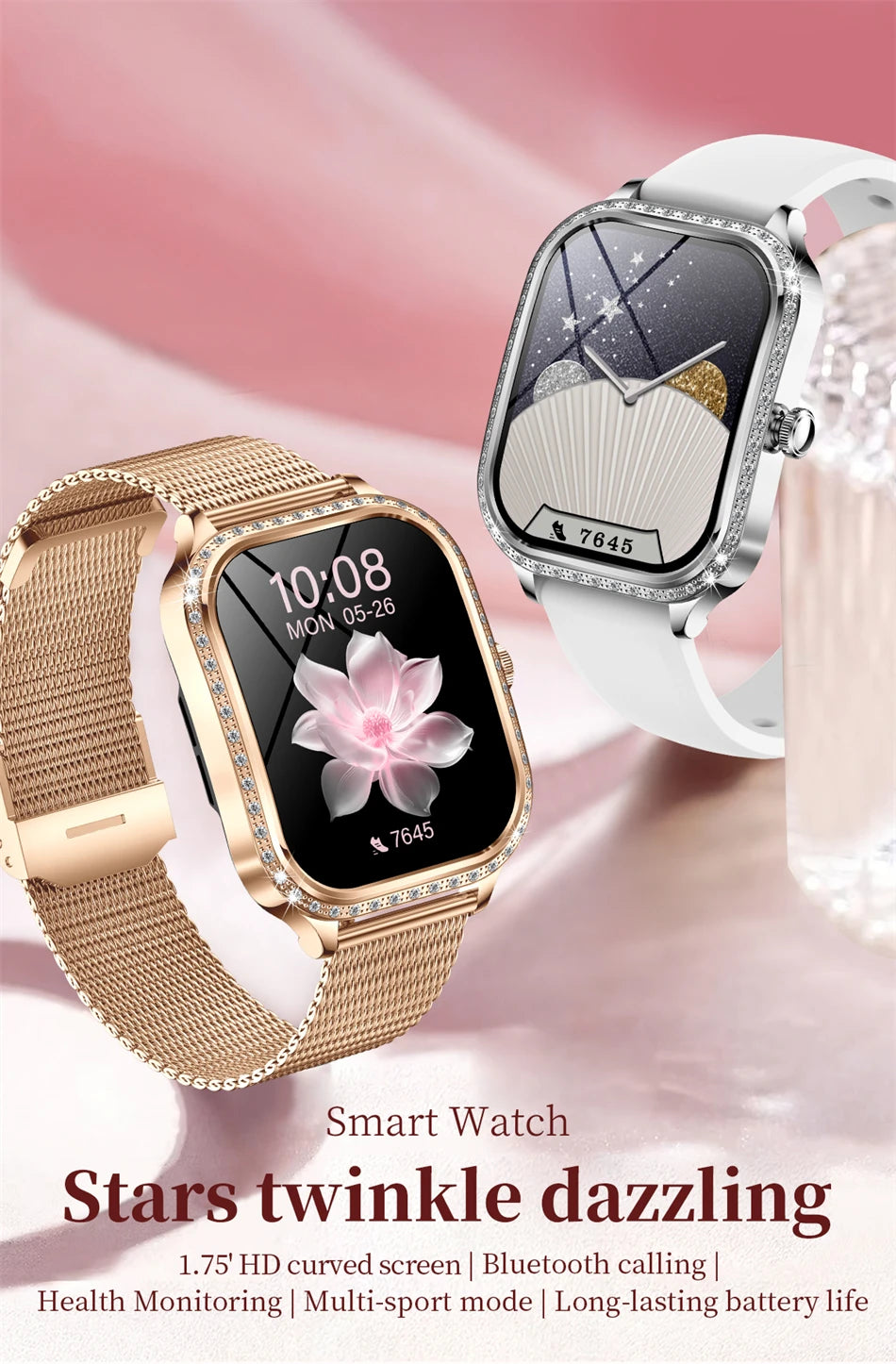 Women’s Smartwatch – Heart Rate, Blood Pressure, Music & BT Calling