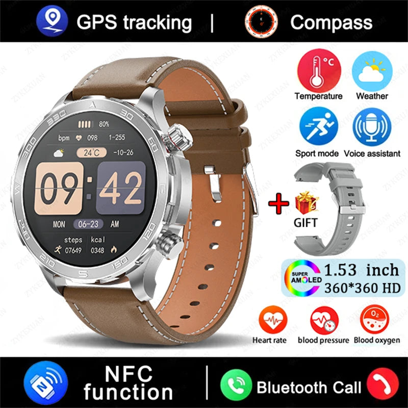 Men’s Smartwatch – AMOLED HD, Bluetooth Call, NFC & GPS