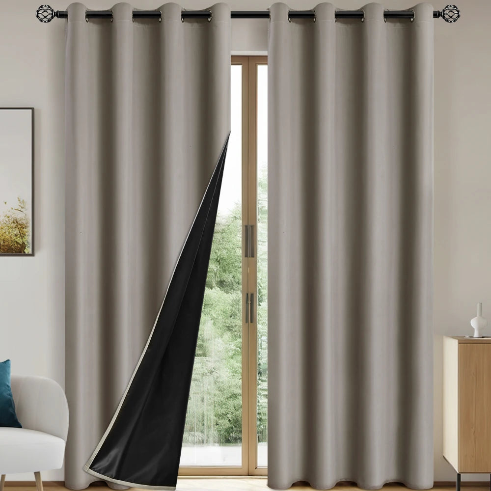 Solid Blackout Curtain with Grommets – Bedroom Privacy Drapes