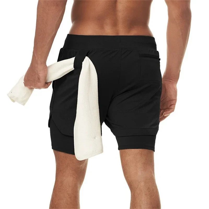 Men’s 2-in-1 Double Layer Gym Shorts – Quick-Dry Workout & Running Shorts