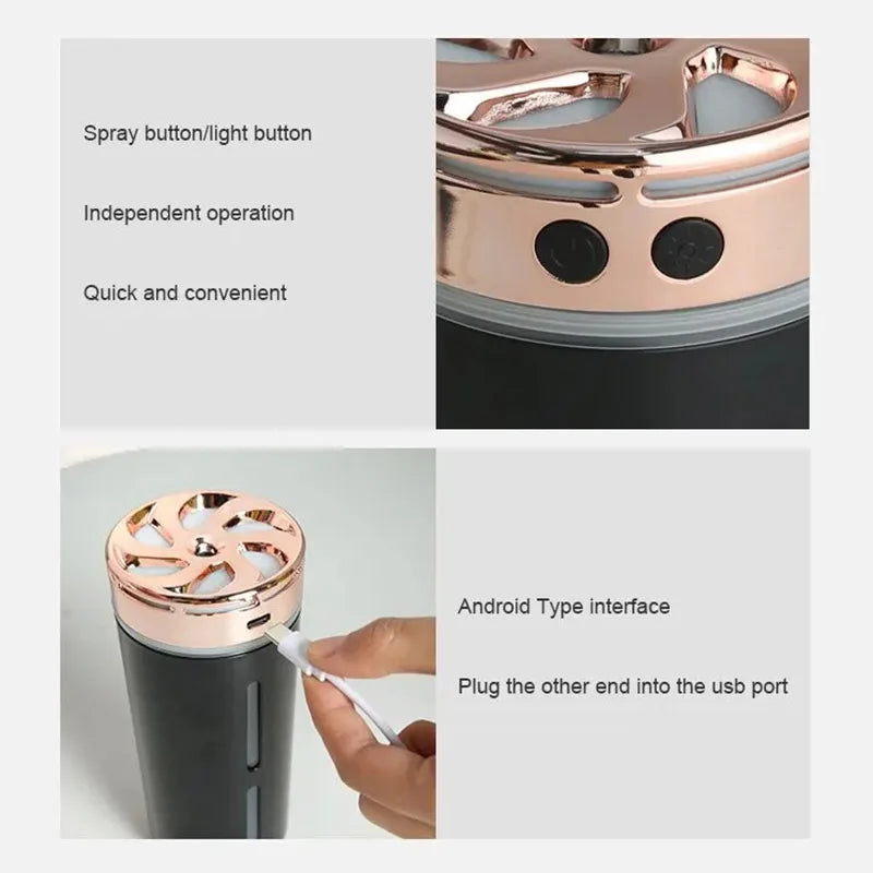 300ml Car Air Humidifier with Night Light & Aroma Diffuser