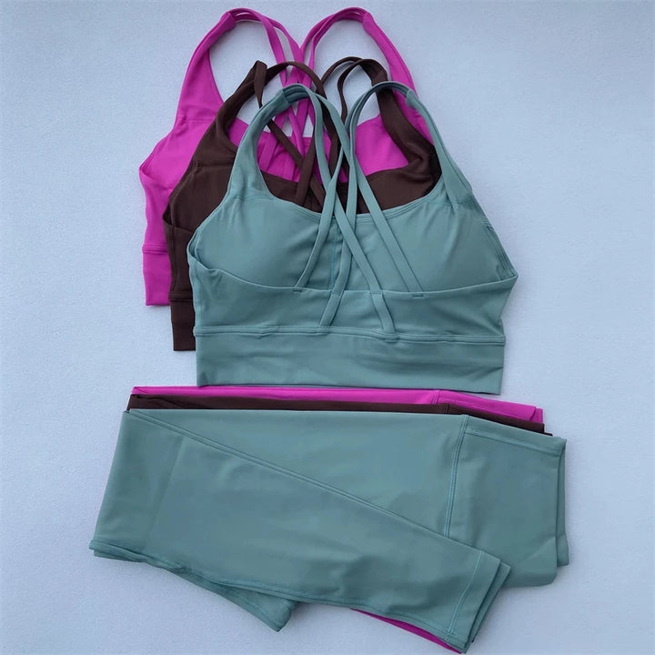 2-Piece Women’s Fitness Set – Sports Bra & High-Waist Yoga Leggings