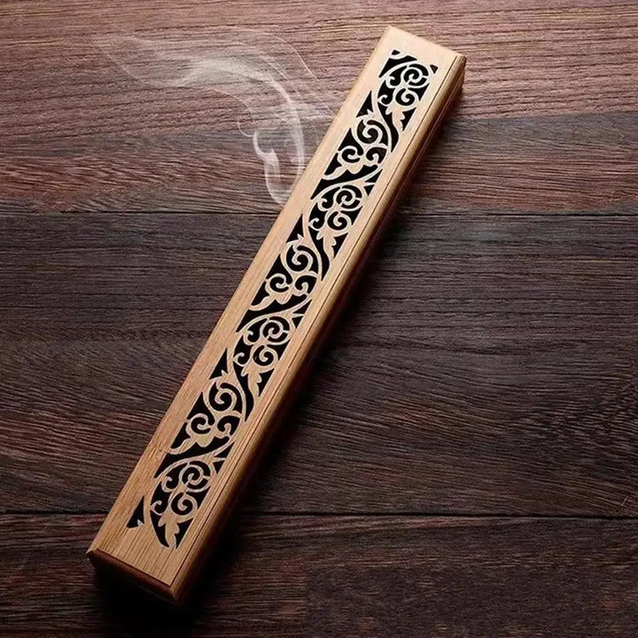 Natural Bamboo Incense Burner Box with Storage & Aromatherapy Plate